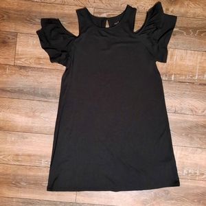 Black cold shoulder midi dress medium NWOT